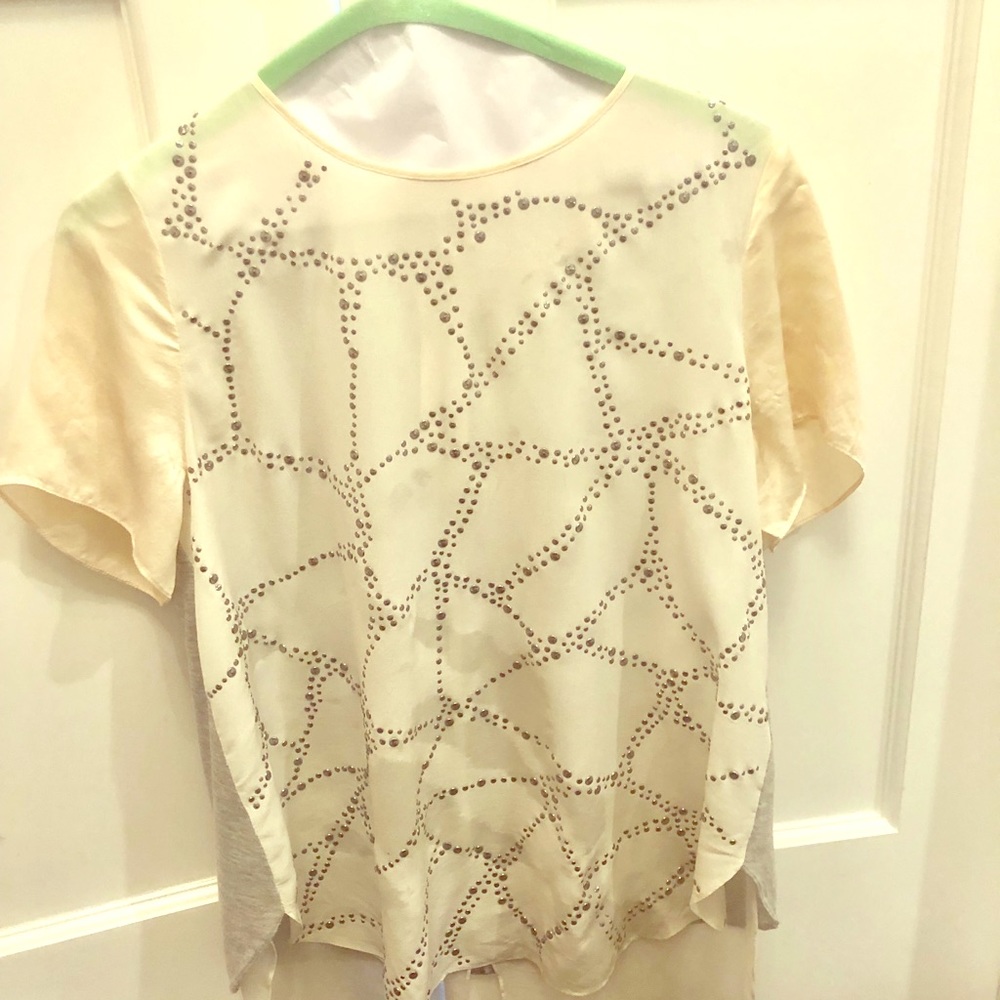 Rebecca Taylor off white silver studded top